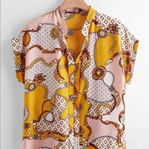 Plus chain print batwing sleeve blouse